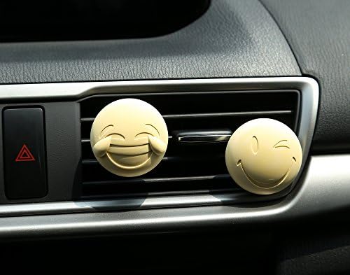 TANGyingx Car Air Freshener Perfume Dispenser, Emoji Diffuser Scent Eliminator Vent Clip Odor Remover Pack of 2 with 5ml Bottle