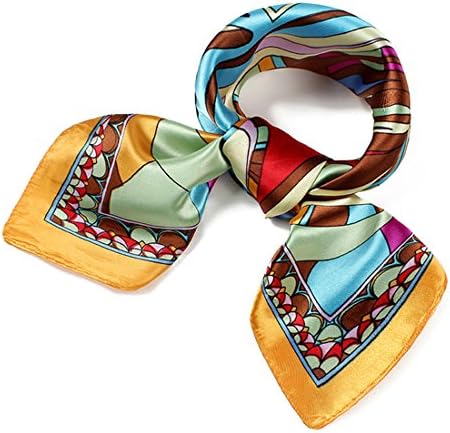 Hair Band Head Scarf DIY Bandeau Square Silky Satiny Beautifully Printed Girls (Yellow A1)