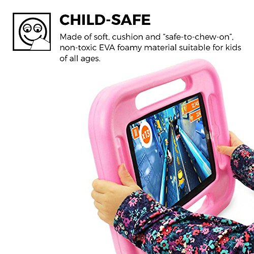 iPad 9.7 (2017), iPad Air 1 / 2 Kinderhülle, COOPER GRABSTER strapazierfähige robuste, widerstandsfähige, stoßfeste, schützende Spielhülle für Kinder mit 4 Griffen & kostenlosem Displayschutz (Pink) - 3