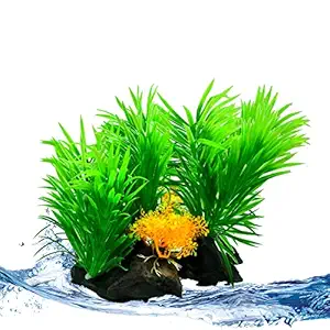 Jainsons Pet Products Aquarium Fish Tank Decoration Plastic Artificial Grass Plant Decor Fish Tank Ornament Green 5.5
