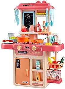 NAYMITA INNOVATION Kitchen Set for Kids Girl 42-Piece Kitchen Set, Smoky, Music,Real Water Tap, Actually Fell of Kitchen for Your Kids Best Gift for Girls (42 pcs)(Multicolor)