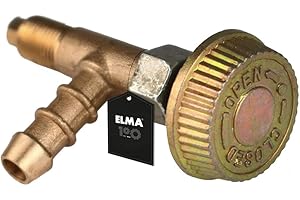 Elma Valvola di Regolazione del Gas per Butano e Propano per Fornelli, 8 mm, Ottone Rubinetto per Tubi