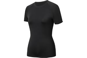 HYCOPROT Dam Kompressionströja Kortärmad Träningstopp Snabbtorkande Baslager Atletisk T-shirt Andningsbar Sömlös Casual Tee Mode Baslinne Gymkläder Yoga Löpning Vandring