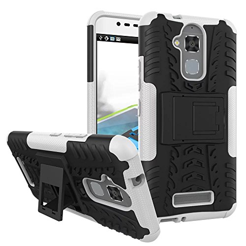 SMTR Zenfone 3 Max ZC520TL (5.2") Case Dual Layer Custodia Ibrida Rigida Morbido Armatura Resistente agli Urti con Supporto e asportabile di Protezione per Zenfone 3 Max ZC520TL Bianco