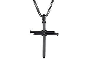 Richsteel Collier Croix Personnalisable Homme Or/Noir/Acier Inoxydable - Pendentif Croix avec Chaîne Réglable - Bijoux Chretienne Catholique Religion Croix pour Hommes Femmes Adolescents