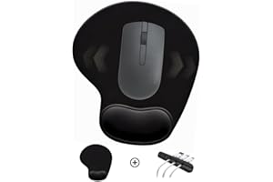 ADM PASS GROUP Alfombrilla para ratón. Almohadilla con reposamuñecas de Gel ergonómico para pc. Base de Goma Antideslizante. Mouse Pad ergonómica de microfibras, Color Negro, Ideal para Escritorio u Oficina.
