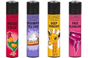 SUNMONDO Clipper Feuerzeug 4er Set: (Porn Slogan 3)