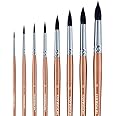 Transon Round Watercolor Detail Paint Brushes Goat Hair 8pcs for Watercolors,Acrylics,Inks,Gouache,Oil and Tempera