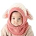 Creative Winter Baby Hat/Cap Durable Warm Cute Woolen Baby Hat with Scarf Pink
