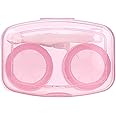 VIQILANY Mini Traveling Contact Lens Case Holder Case Container with Tweezers and Stick connection - Pink