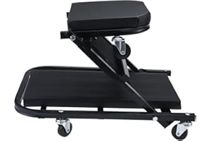 BOOMSTART Chariot de Voiture Pliable de 101,6 cm, siège de mécanicien 2 en 1, Grand 150 kg Chariot de Voiture Robuste avec 6 Roues pivotantes à 360° pour Garage, Atelier, réparation sous Voiture