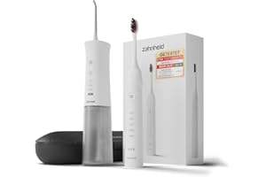 ‎ZAHNHELD Zahnheld® Super-Set, elektrische Schallzahnbürste GERO + Munddusche AQUADENT | inkl. Bürstenkopf & Reiseetui | Effektive Zahnreinigung + Interdentalreinigung
