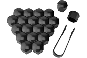 CGEAMDY 20 Radschraubenkappen, 17mm Auto Schrauben Kappe, Universelle Sechskant-Reifenmutternabdeckungen, Mit Demontagewerkzeug-Set Für Autos, Allgemeines Zubehör für das Autoexterieur (Schwarz)