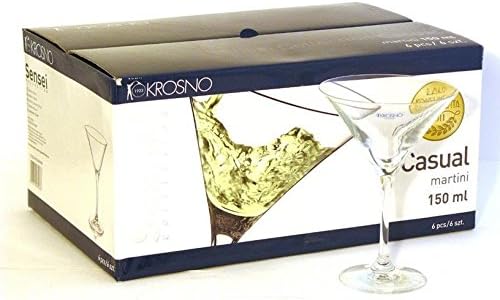 Set Of 6 Tall Stem Martini Cocktail Glasses From The Krosno Sensei Collection