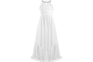 iEFiEL Vestito da Cerimonia Bambina Elegante Vestito da Principessa Ragazza Abito da Sera Sposa Compleanno Wedding Matrimonio Damigella con Paillettes Strass 3-16 Anni