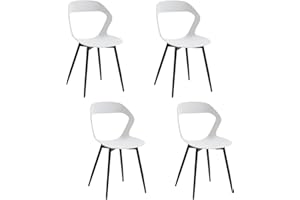 JZGORC Set di 4 Sedie da Pranzo Moderno, Sedie da Cucina, con Gambe in Metallo Sedia e Grande Design Dello Schienale Cavo, Adatto Per Soggiorno e Sala da Pranzo - Bianco + Nero