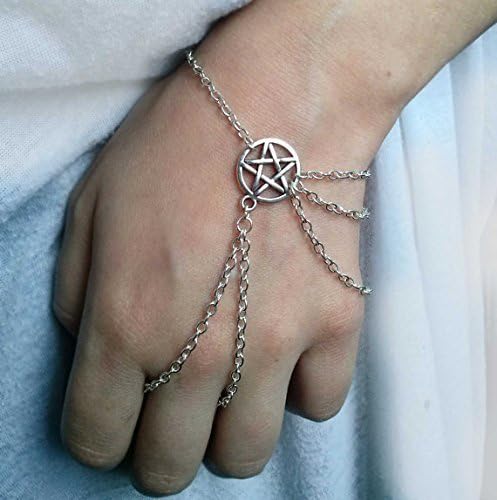 Silver Wiccan Slave Bracelet,Wicca Slave Bracelet,Pentagram Bracelet,Pentacle Bracelet,Wiccan Jewelry