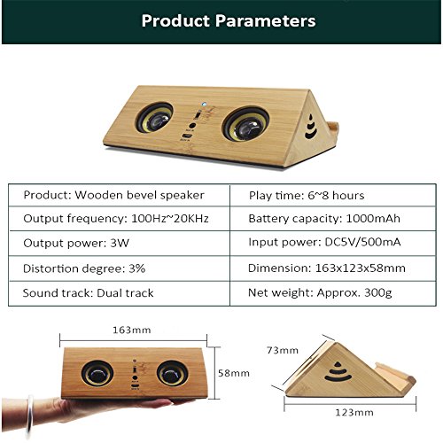 Smart Dreieck Induktion Lautsprecher Wireless, Mini Hifi Holz NFC Lautsprecher Magic Portable Lautsprecher Wireless Magical Lautsprecher Handy Cant Halter Stereo Bass mit 2 x 3W Lautsprecher 3,5 mm Audio fÃ¼r MP3 Player Laptop Desktop PC und Mikrofon Freisprechfunktion fÃ¼r Smartphones iPad iPhone Samsung Galaxy Tab Tablet PC Und andere mobile GerÃ¤te