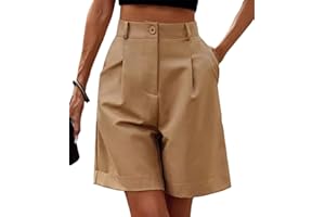 Cozyan Pantaloncini Bermuda da Donna Estivi Casual Traspirante Pantaloni Corti con Tasche Leggero Pantaloncini da Donna Stile Bermuda Casual Elasticizzati a Vita Alta Gamba Larga