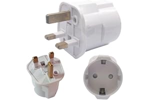 CLAMBER Enchufe UK a español Tipo G, Adaptador de Viaje 2-Pin Europa a 3-Pin Reino Unido con Seguridad para niños. para Escocia Irlanda Maldivas Dubai Gran Bretaña Singapur Hong Kong (6,8 x 5,1 x 4,6 cm)