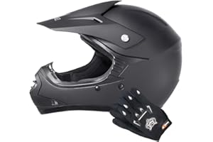 Zorax ZOR-X15 Matte Black L (53-54cm) Kids Motocross Motorbike MX Helmet & Gloves L(7cm) - ATV Dirt Bike BMX Quad Off Road Helmet ECER 2206