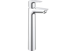 Grohe Start Edge QuickFix- Grifo de lavabo monomando XL (caño alto, vaciador push-open, menor consumo de agua con caudal 3,5 l/min, instalación rápida, altura 304mm), cromo, 23777001