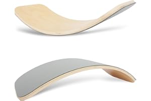 WOODENFUN Planche d'équilibre en bois pour enfants - Feutre antidérapant - Jouet Montessori à partir de 3 ans - Jouet d'équilibre pour enfants à partir de 3 ans (83 x 30 x 1,5 cm)