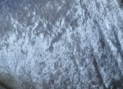 1m | Silver Crushed Velvet Fabric Silver Gray Crushed Velvet Velour Strechy/Stretch Material Grey