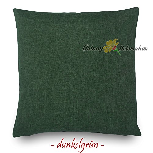 Quinnyshop Kissenhülle Leinenoptik ca. 80 x 80 cm Polyester, dunkelgrün - 2