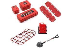 Ezweiji Decorazione Tetto Auto Cingolata RC 8 In 1 Scatola Portaoggetti Serbatoio,Rete Bagagli,Pala,Per Traxxas Desert Racer Slash Axial SCX10 90046 D90 TRX4 1/10 (Rosso)