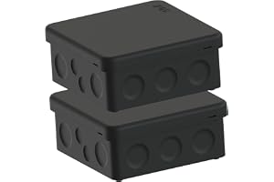Temolink IP65 kopplingsdosa svart, 2 stycken vattentät liten kopplingsdosa ytmonterad med snäpplock, förbättrad gummitätning, fördelningsbox för fuktiga rum, för utomhusbruk, 88 × 88 mm