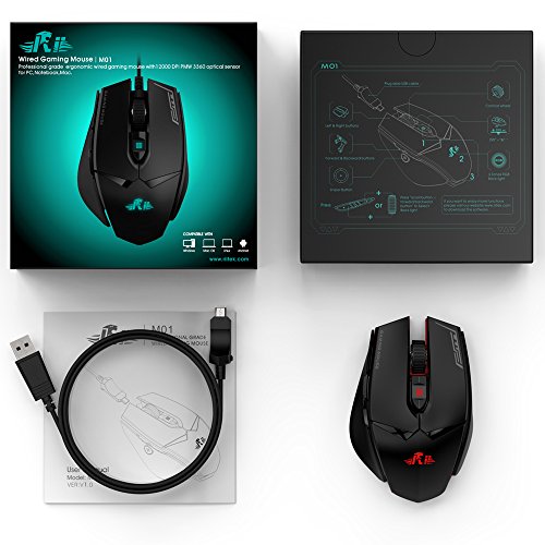 Rii M01 Rat  n Gaming de alta precisi  n  7 botones programables  12 000 DPI  Con retroiluminaci  n de 16 8 Millones de colores  personalizables
