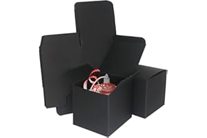 STRBOXONG Scatole Regalo Kraft Nere, 80x80x80mm Piccole Mini Scatole Regalo Vuote con Coperchi per Regali, Scatoline Bomboniere Dolci per Feste, Matrimoni o Compleanni (25 Pezzi)