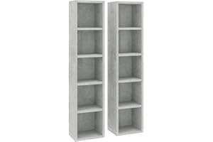 vidaXL Armoires à CD 2 pcs, Meuble de Rangement avec Compartiment, Armoire de Bureau Chambre Maison Intérieur, Gris Béton Bois d’Ingénierie