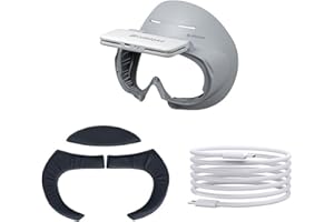 HMHAMA Support d'interface faciale élargi VR et masque de visage avec ventilateur de refroidissement pour PICO 4, soulage la buée des lentilles, coussin de tête en mousse de soie glacée pour accessoires VR