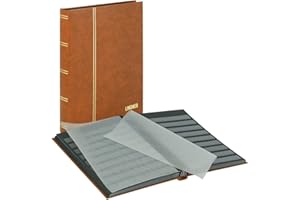 LINDNER Das Original Classeur Standard pour Timbres avec 32 Pages Noires, 230 x 305 x 25 mm, Brun Clair