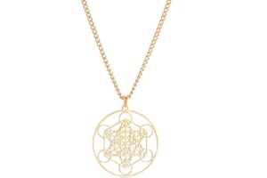 SIPURIS Collier cube de Metatron pour homme et femme - Archanges sacrés - Roi Salomon - Collier en acier inoxydable - Pendentif géométrique creux - Amulette
