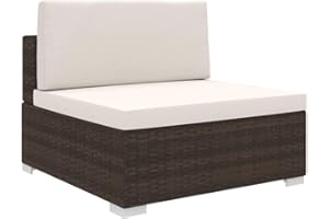 Festnight Asiento Seccional Central con Cojines Sofá para Terraza Muebles Jardin Exterior Ratán Sintético Marrón