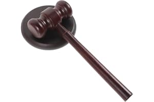 ALIPIS Wooden Judge Gavel and Sound Block Set, Dark Brown Courtroom Hammer with Base for Kids Role Play, Auction Sale, and Educational Games