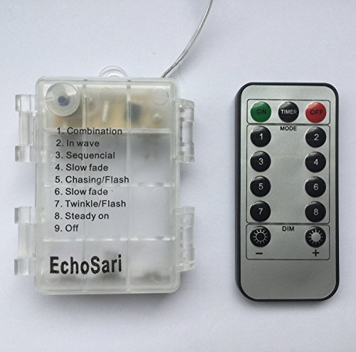 EchoSari 11M 100 LED Outdoor LED String Lichterkette Batterie betrieben mit Fernbedienung (dimmbar, Timer, 8 Betriebsarten) wasserdicht IP65 für Weihnachtsbaum- Party Hochzeits Events (Warmes Weiß) - 6