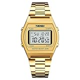 SKMEI Herren Sports Wristwatch Analog Digital Watch Stainless Steel Strap Backlight Multifunctional Watches