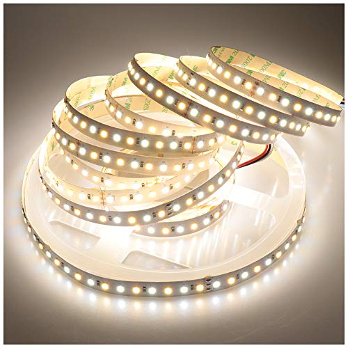 LTRGBW Super lumineux non-étanche 2835 SMD 24V 600LEDs bicolore double blanc chaud froid Cool température de couleur réglable flexible LED Strips lumière (5 meters)