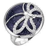 Jacques Lemans Damen Ring 925/- Sterling Silber Glänzend Blaufluß weiß 490270006