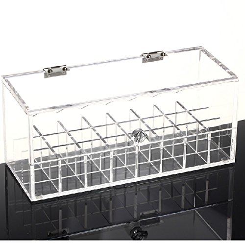 HQdeal Acryl Staubdichte 24 Lippenstift Nagellack Halter Ausstellungsstand Verfassungs Kosmetik Aufbewahrung Organizer Box mit Deckel - 3
