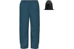 BSBUY Cubre Pantalon Impermeable Niño, Pantalones de Lluvia para Niños y Bolsa de Almacenamiento, Pantalon Impermeable con Bandas Reflectantes y Cierres a Presión