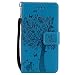 Produktbild Samsung Galaxy A3 2017 hülle PU Lederhülle Brieftasche Tasche Hüllen Prägung Baum und Katzen Flip Hülle im Bookstyle Cover Schale Ständer Etui Karten Slot mit Magnetverschluss Schutzhülle DECHYI case cover Blau