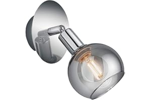 RL LIVE YOUR LIGHT Reality Leuchten Brest R80591006 Spot mural en métal chromé, verre fumé, 1 ampoule E14