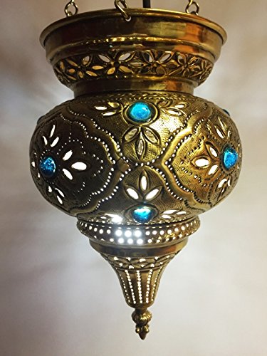 Preisvergleich Produktbild Orientalische Lampe aus Messing Ahava goldfarbig