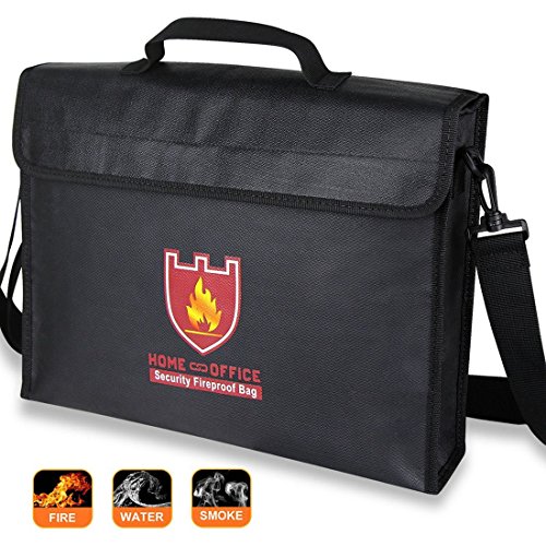 Preisvergleich Produktbild Feuerfeste Dokumententasche, Goldbeing feuerbeständige wasserdicht Dokument Tasche mit Verstellbarem Schultergurt 38x28x7.5CM für Bargeld, Reisepass, Schmuck und Wertsachen