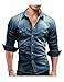 Produktbild Jueshanzj Herren Slim Fit Jeanshemd Denim Langarm Freizeithemd mit Tasche Blau XL